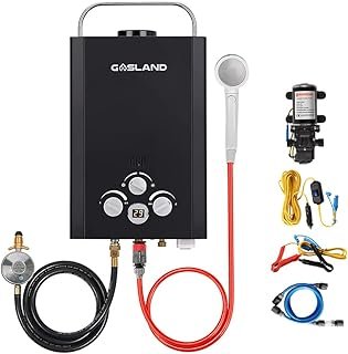 GASLAND Portable LPG Gas Hot Water Heater Caravan Camping Shower Pump Pack 4WD Black