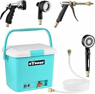 OYOOQO Portable Outdoor Camping Shower with Rechargeable Water Pump and 5-Gal Bucket and,Perfect Pressure,Good for Outside...
